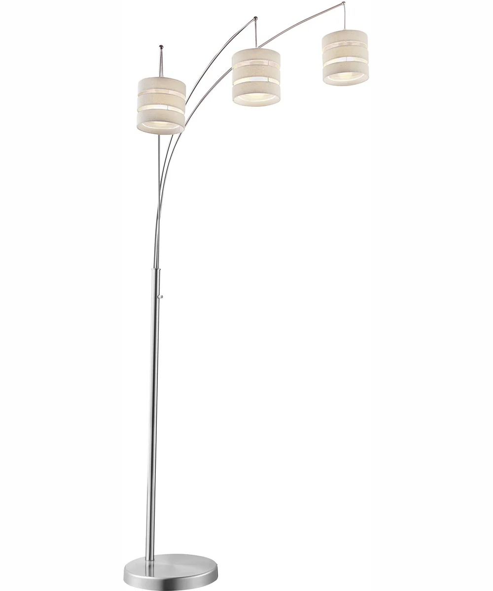 Falan 3-Light 3-Light Arch Lamp Brushed Nickel/Linen Shade