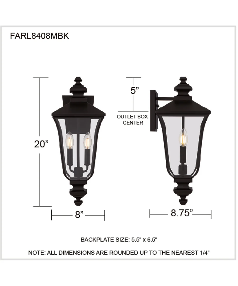 Farley 2-light Outdoor Wall Light Matte Black - Image 4