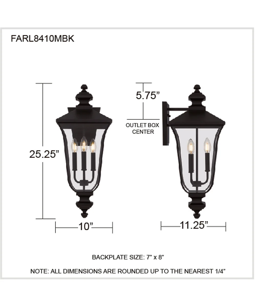 Farley 3-light Outdoor Wall Light Matte Black - Image 4