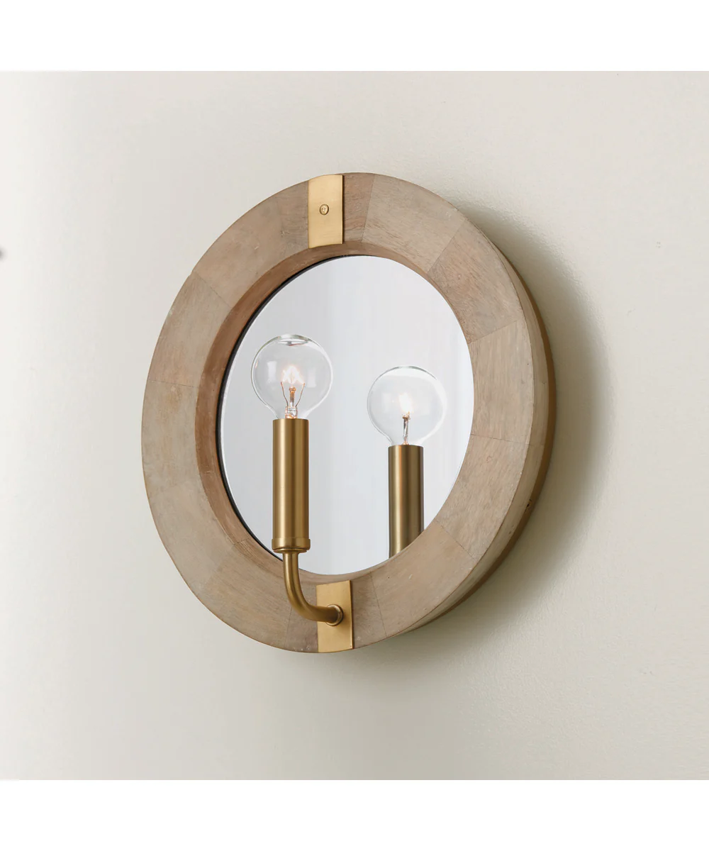 Finn 1-Light Sconce White Wash and Matte Brass - Image 2