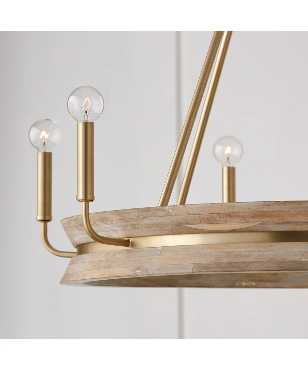 Finn 6-Light Chandelier White Wash and Matte Brass - Image 3