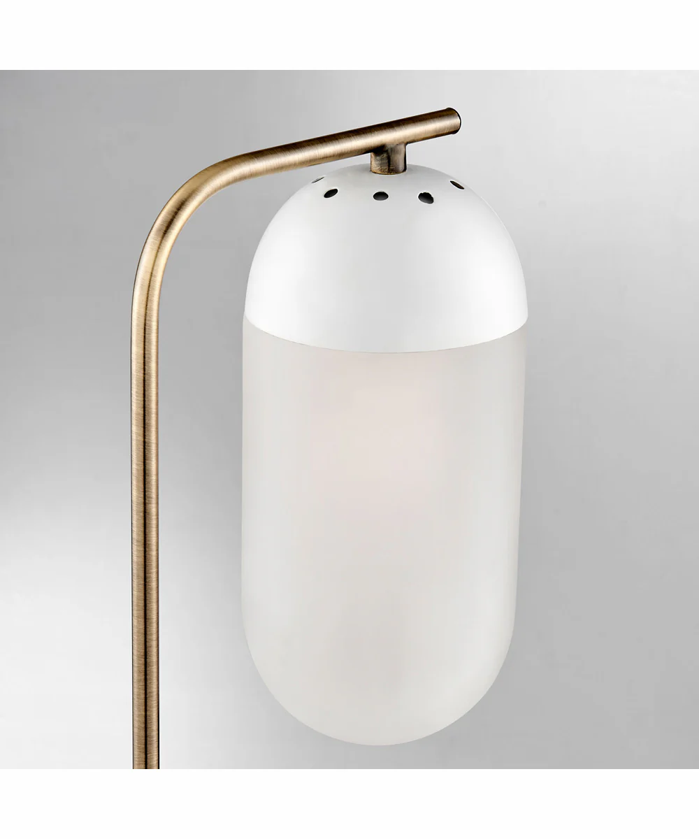 Firefly 1-Light Table Lamp Antique Brass/White/Frost Glass Shade - Image 2