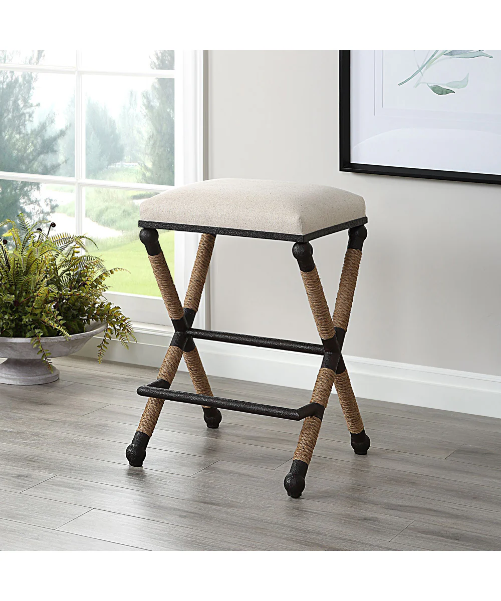 Firth Rustic Oatmeal Counter Stool - Image 2