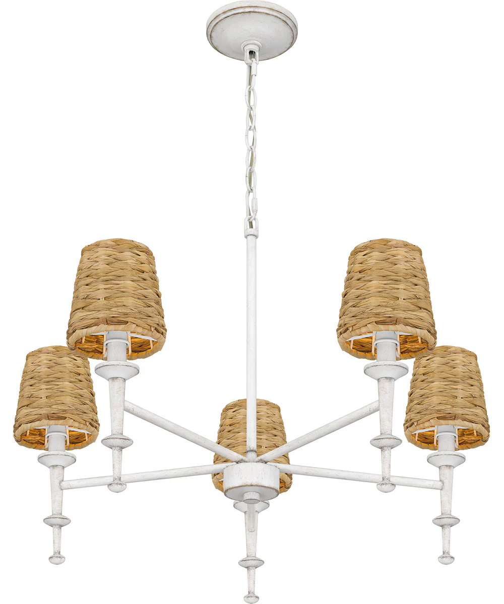 Flannery 5-light Chandelier Antique White - Image 4