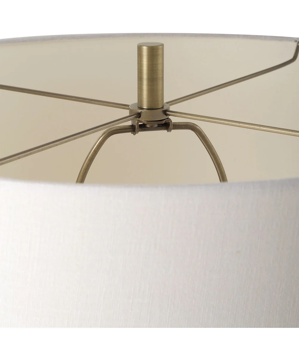 Floor Lamp in Antique Brass and Crystal with White Linen - Image 6