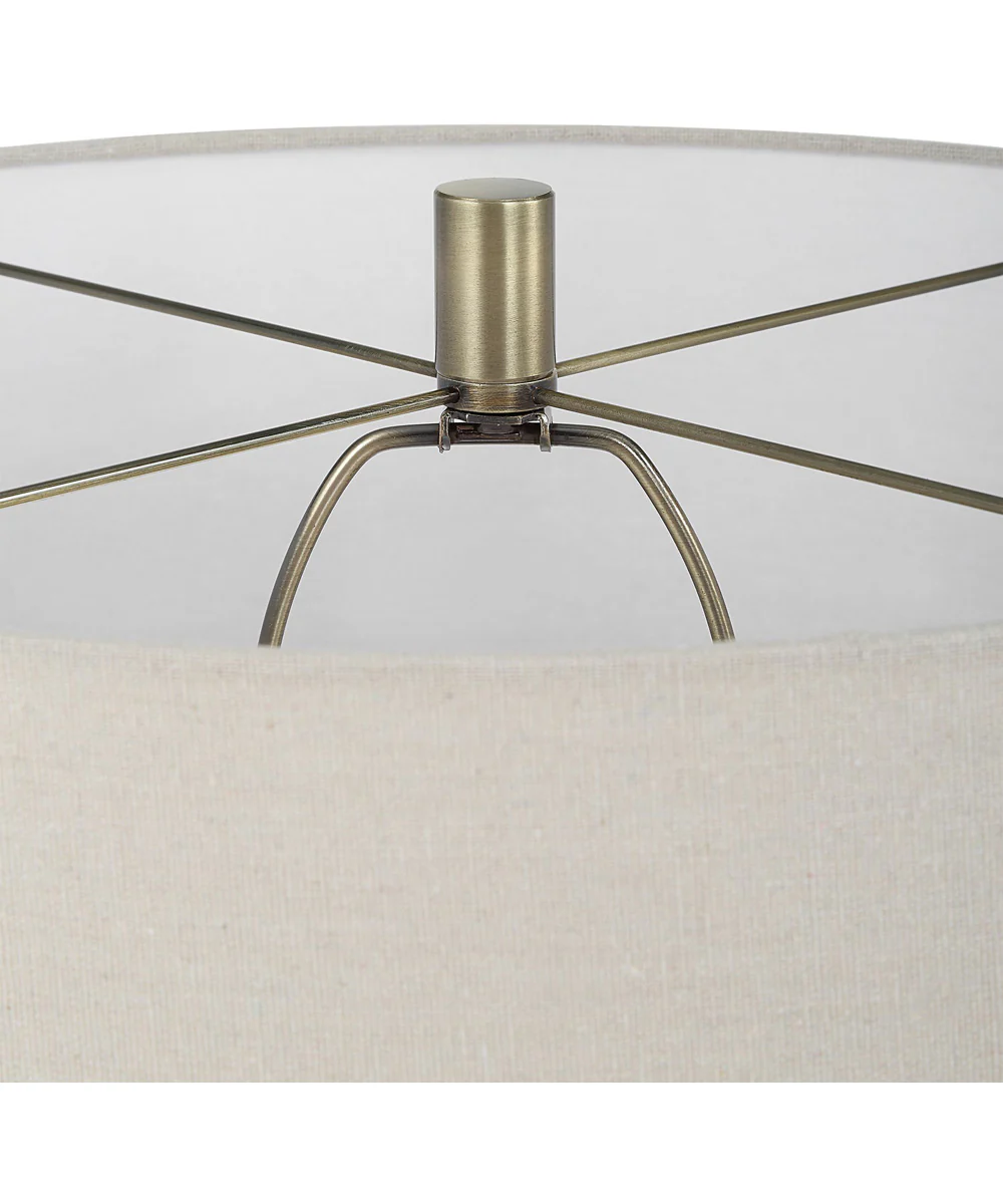 Floor Lamp in Antique Brass with Off-White Linen - Image 6