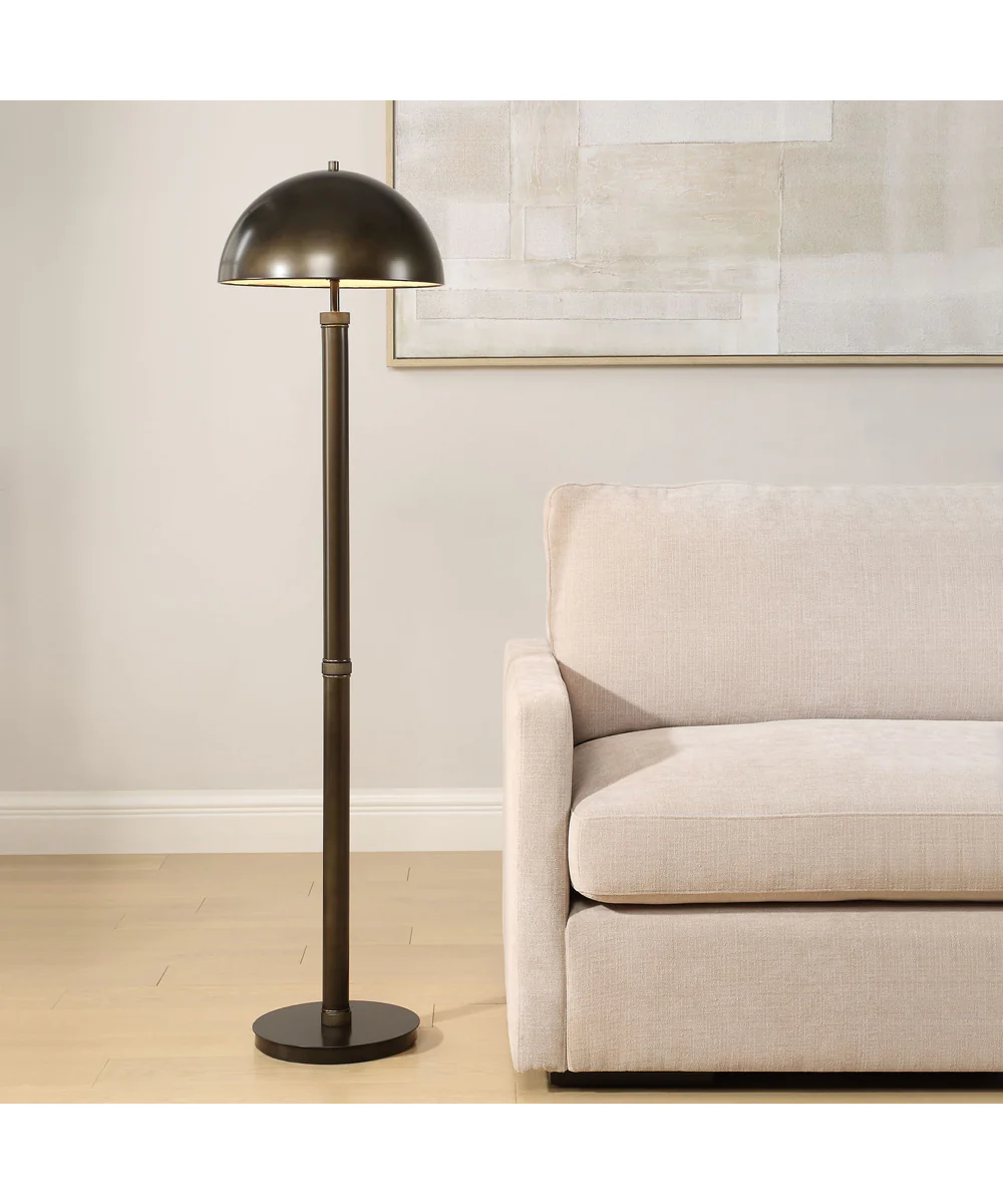 Floor Lamp in Rich Dark Bronze with Dome Metal Shade - Image 2