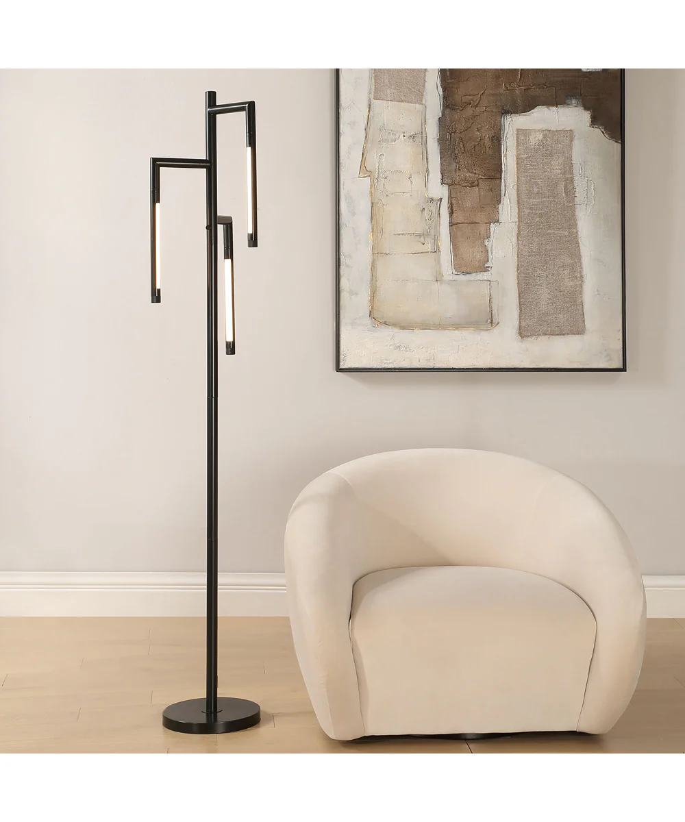 Floor Lamp in Sleek Black with 3 LED arms - Image 2