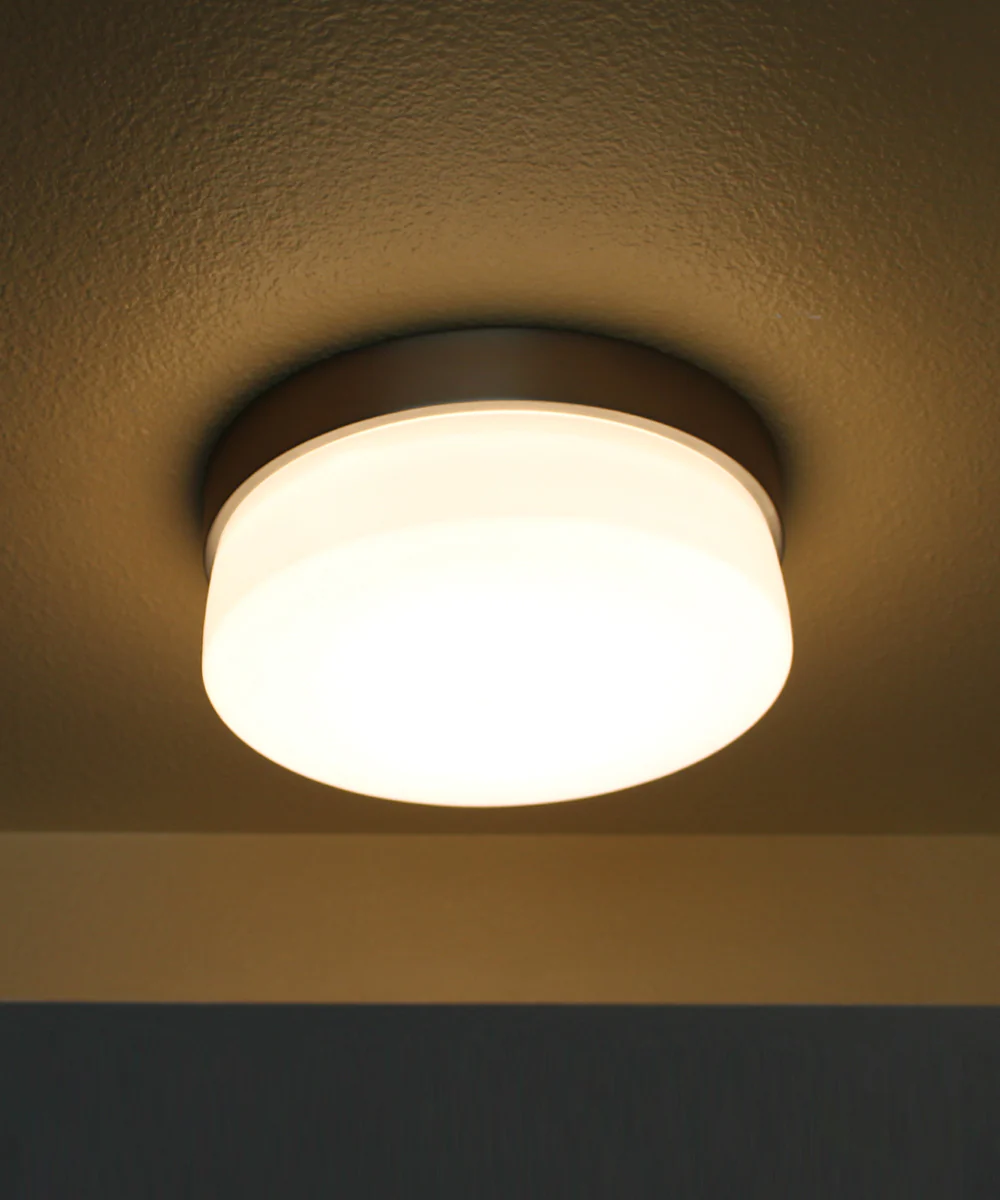 Flux 7"W 1-Light LED Flush Mount Light Fixture Satin Silver Finish by Maxim - Image 6