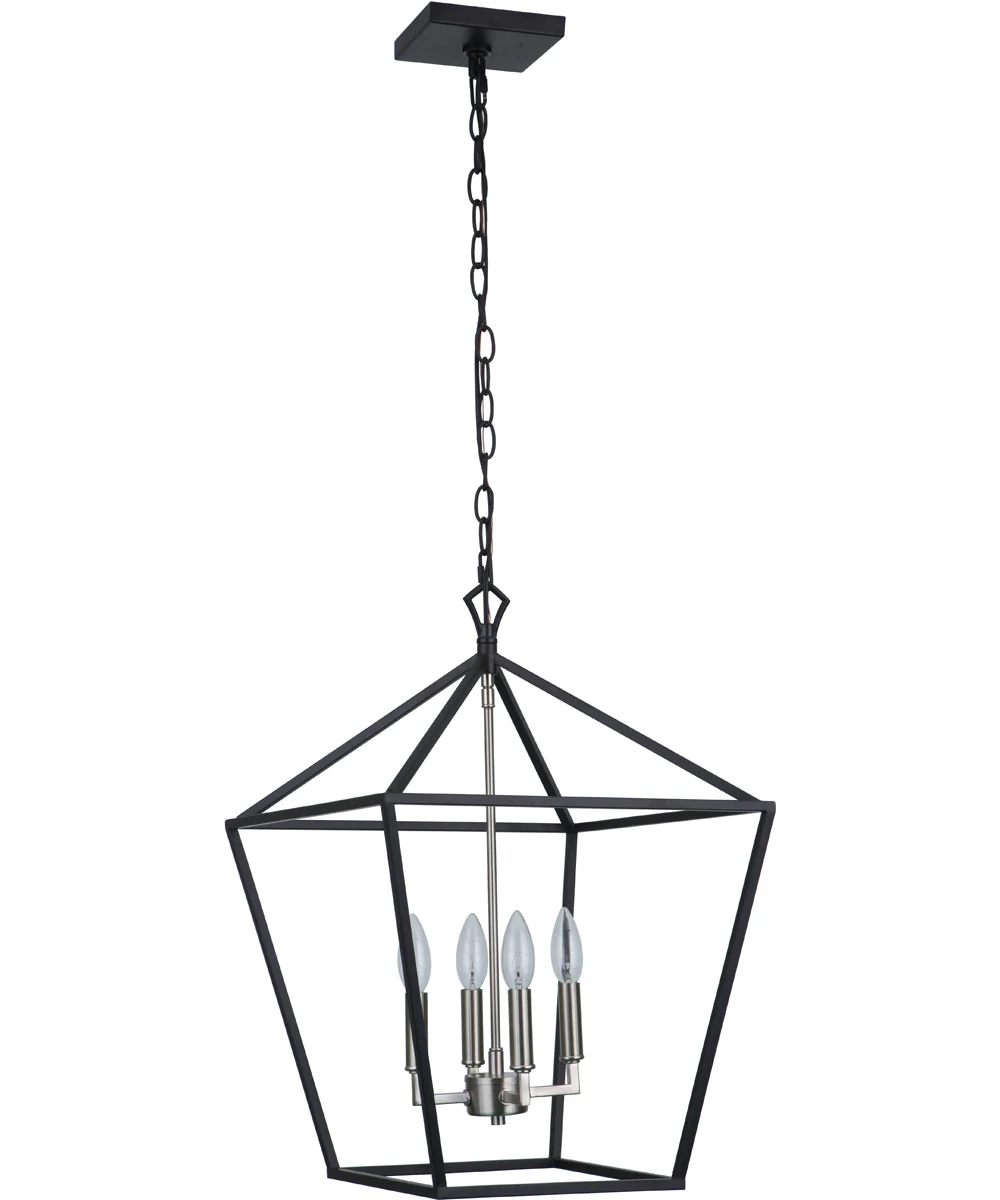 Flynt II 4-Light Foyer Flat Black/Brushed Polished Nickel