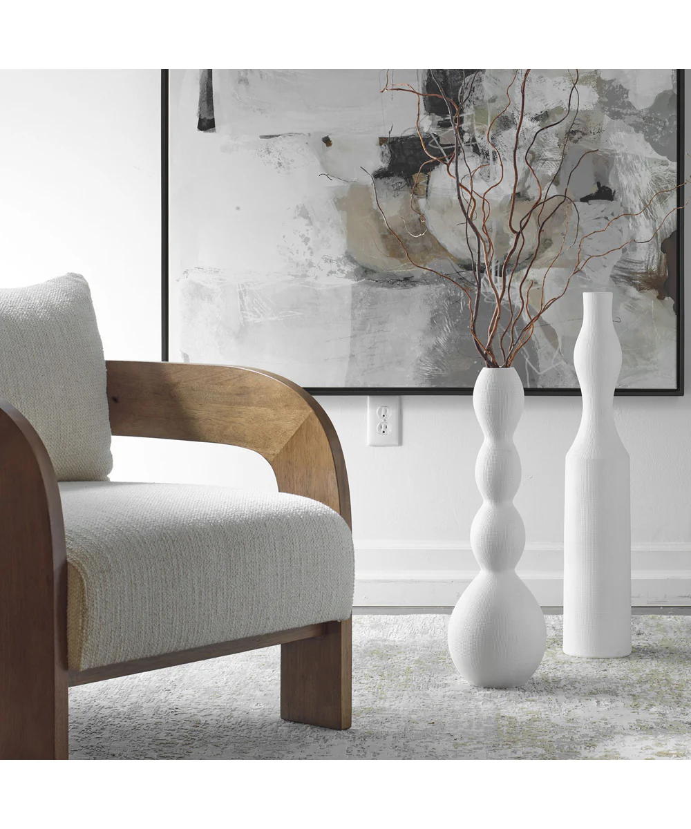 Forma White Ceramic Vases, Large, Set of 2 - Image 2