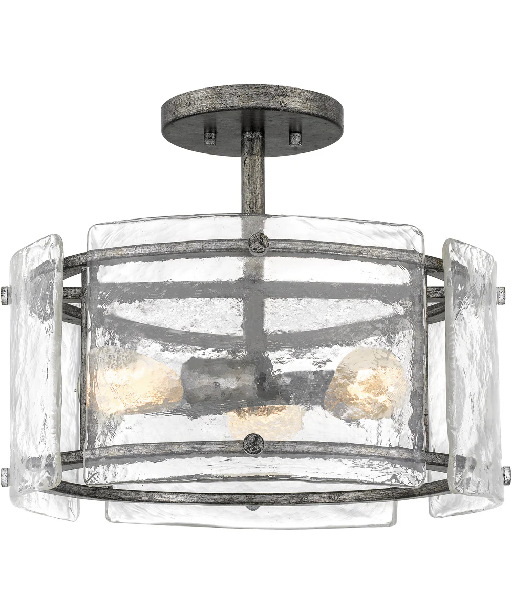 Fortress 3-light Semi Flush Mount Mottled Silver - Image 2