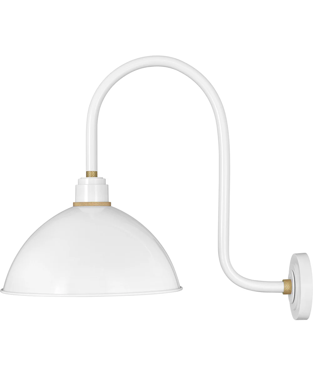 Foundry Dome 1-Light Large Tall Gooseneck Outdoor Barn Light in Gloss White
