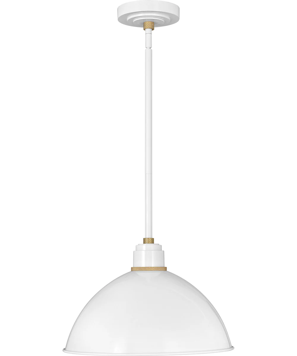 Foundry Dome 1-Light Outdoor Pendant Barn Light in Gloss White