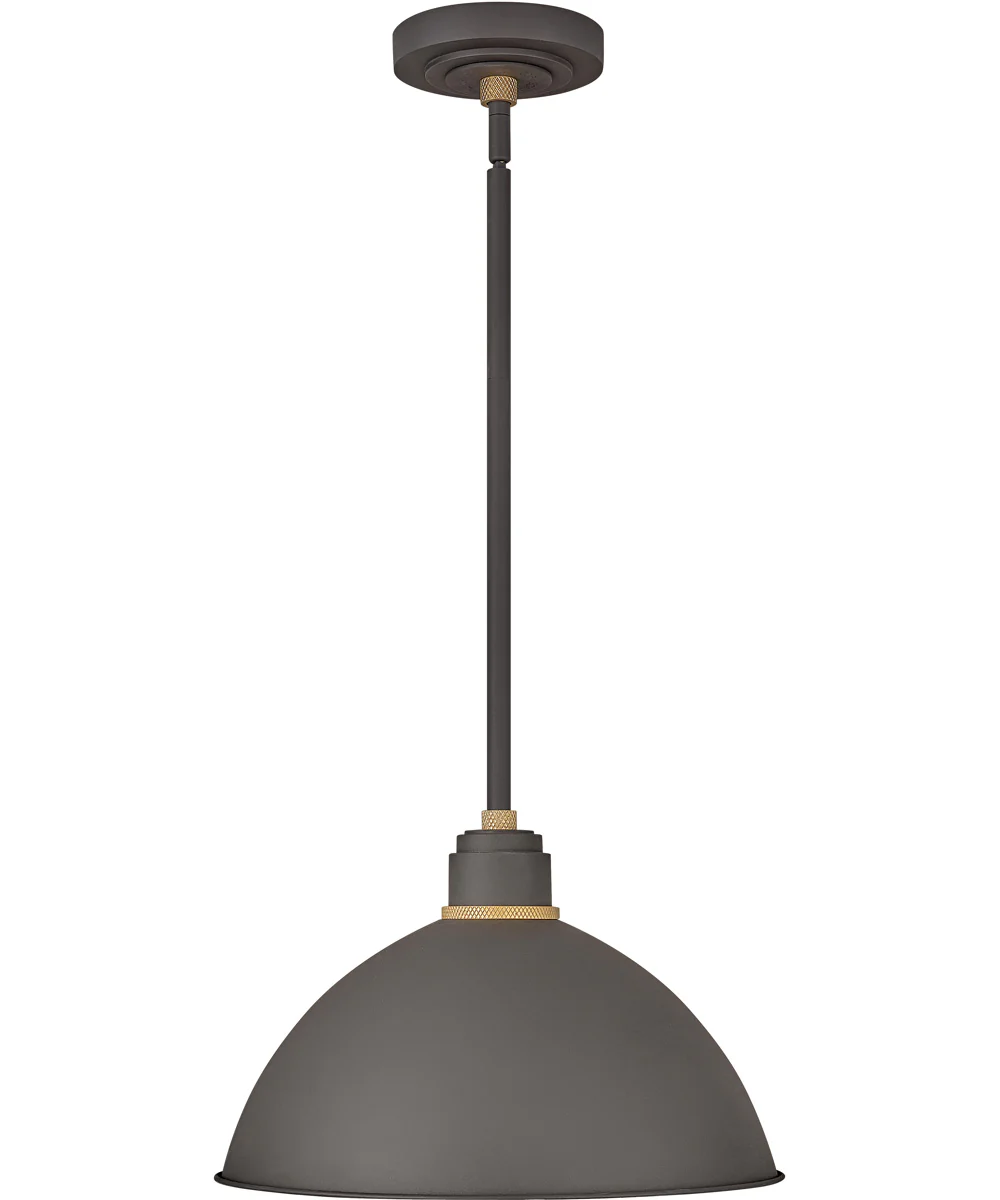 Foundry Dome 1-Light Outdoor Pendant Barn Light in Museum Bronze