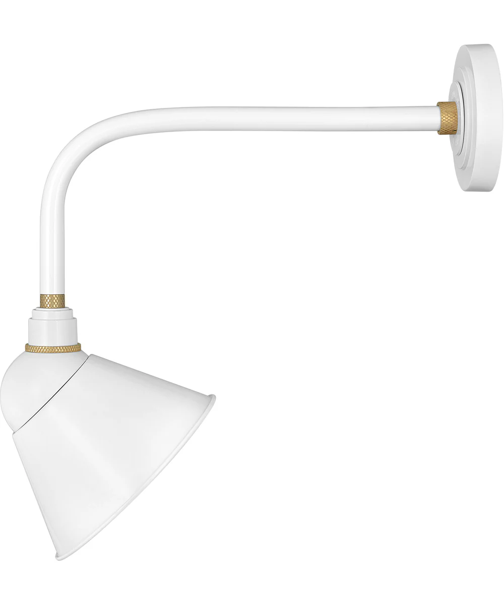 Foundry Sign Light 1-Light Medium Straight Arm Outdoor Barn Light in Gloss White
