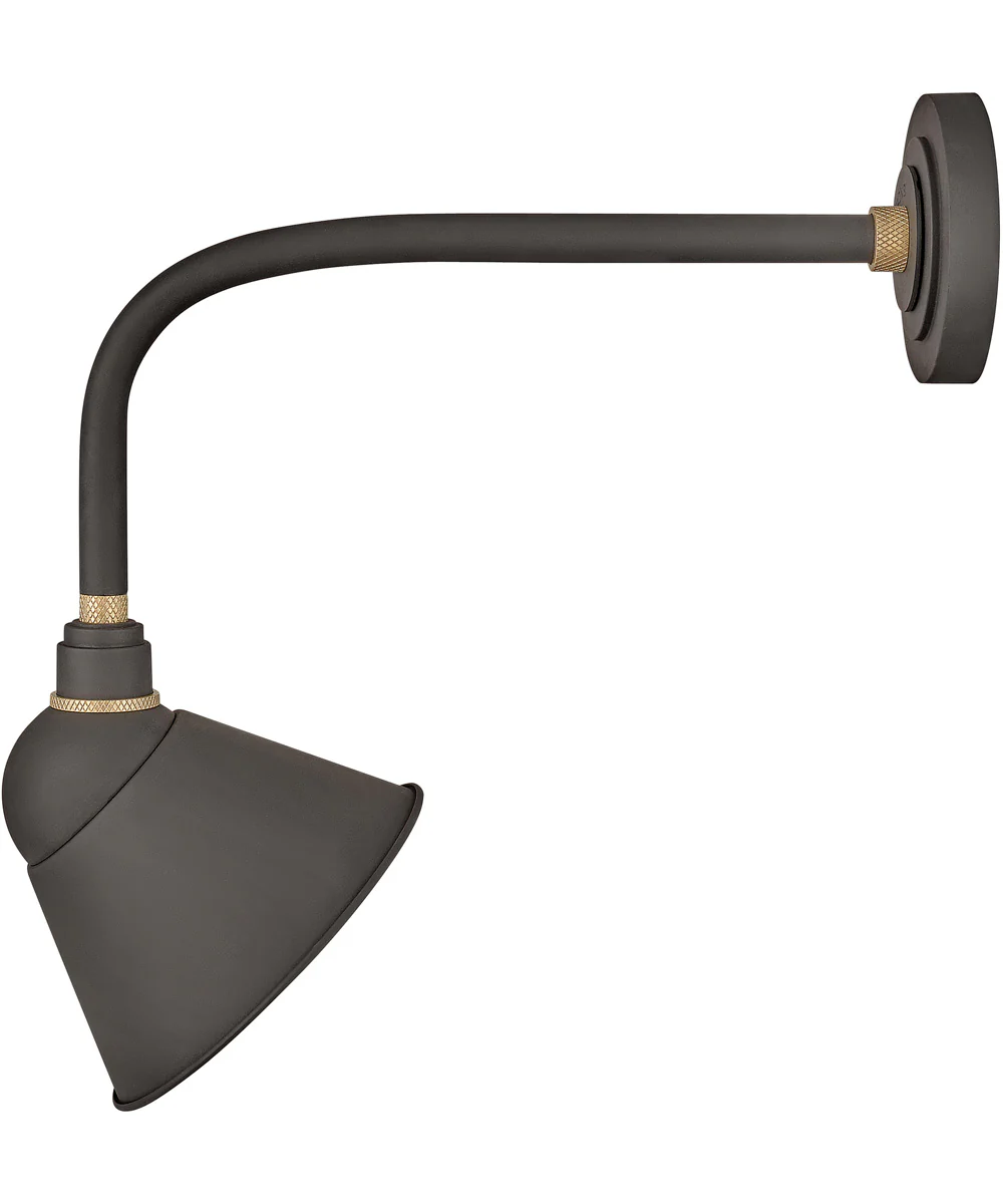 Foundry Sign Light 1-Light Medium Straight Arm Outdoor Barn Light in Museum Bronze