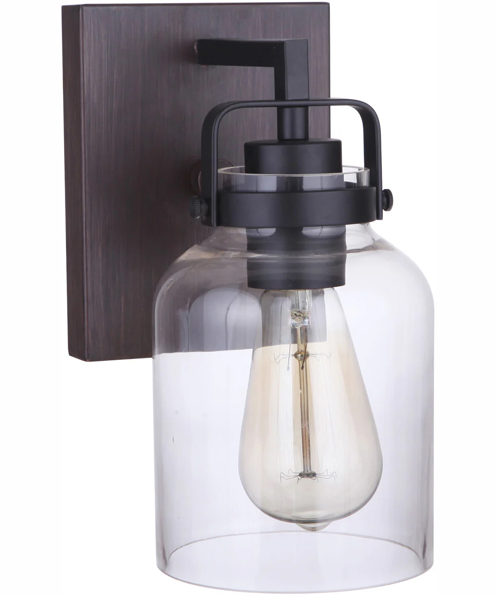 Foxwood 1-Light Wall Sconce Flat Black/Dark Teak
