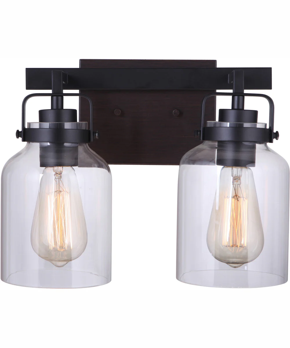 Foxwood 2-Light Vanity Flat Black/Dark Teak - Image 4