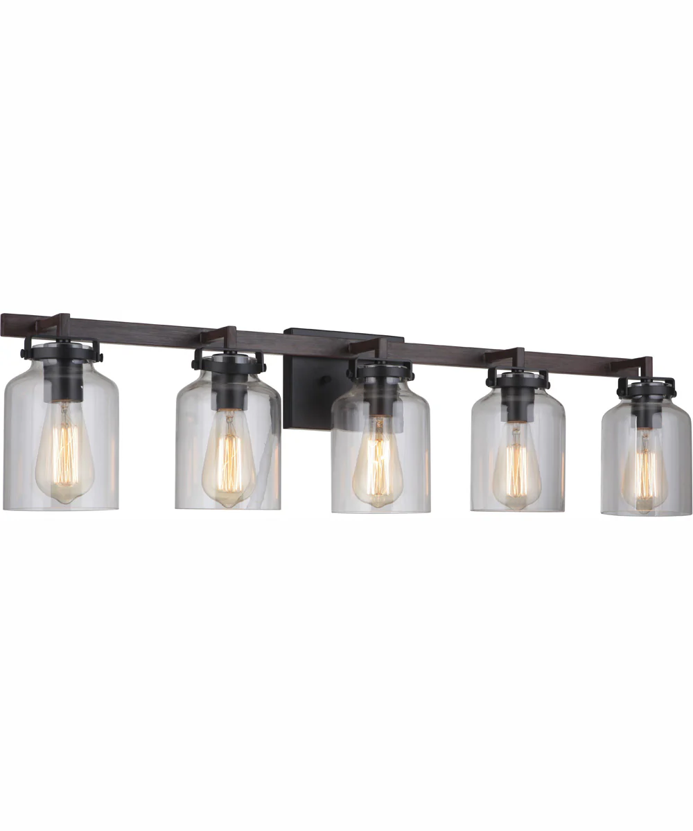Foxwood 5-Light Vanity Flat Black/Dark Teak - Image 2