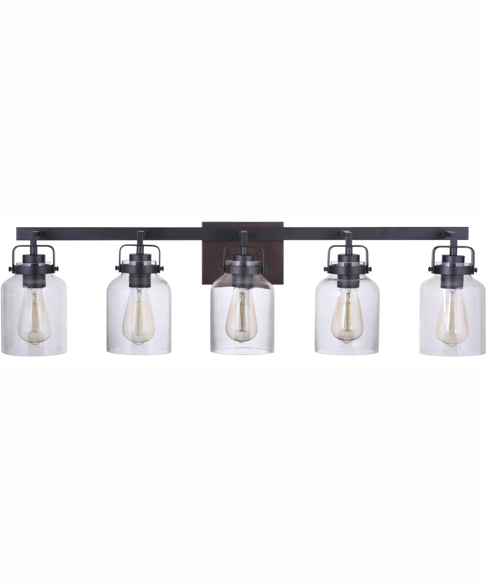 Foxwood 5-Light Vanity Flat Black/Dark Teak - Image 3