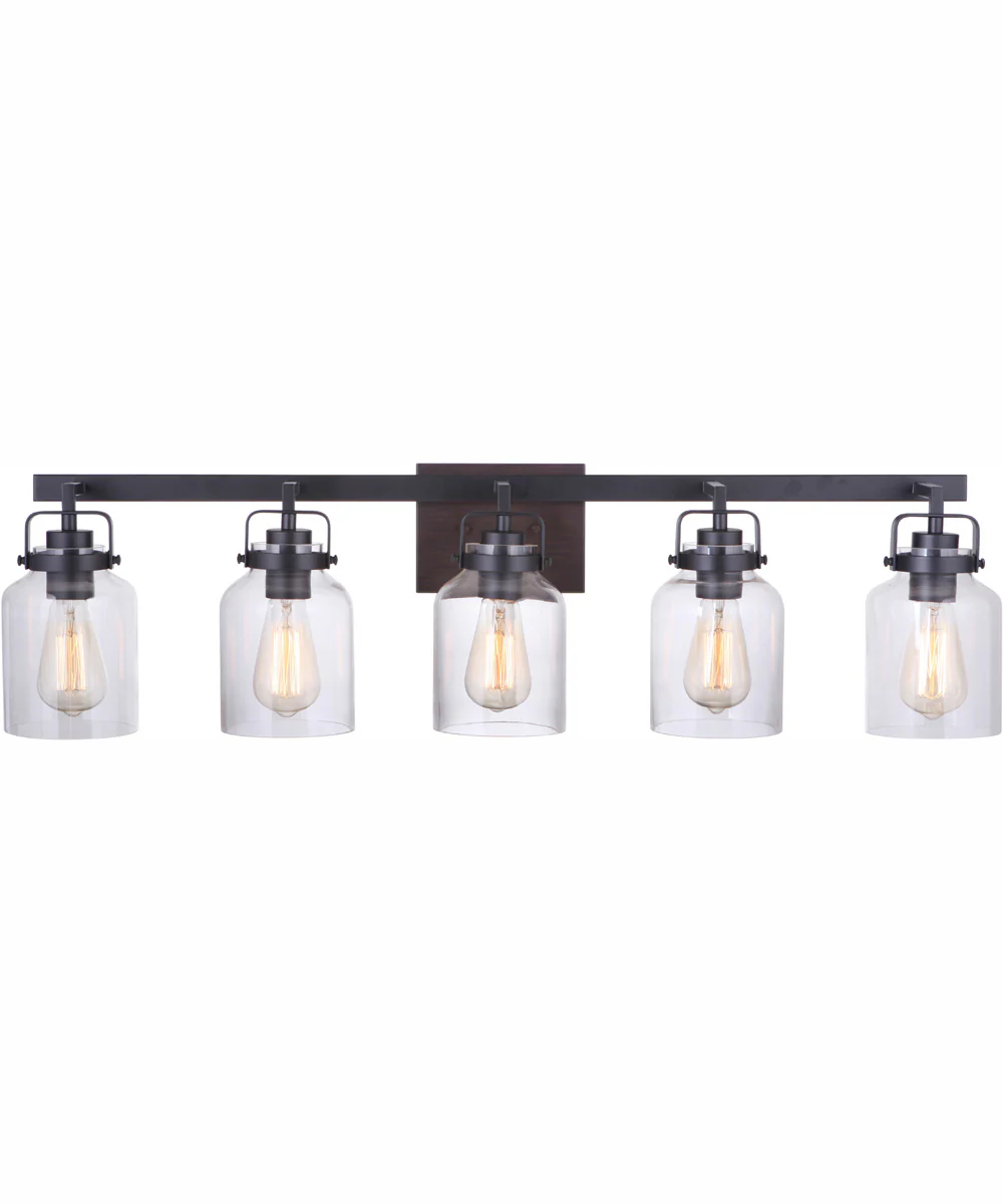 Foxwood 5-Light Vanity Flat Black/Dark Teak - Image 4