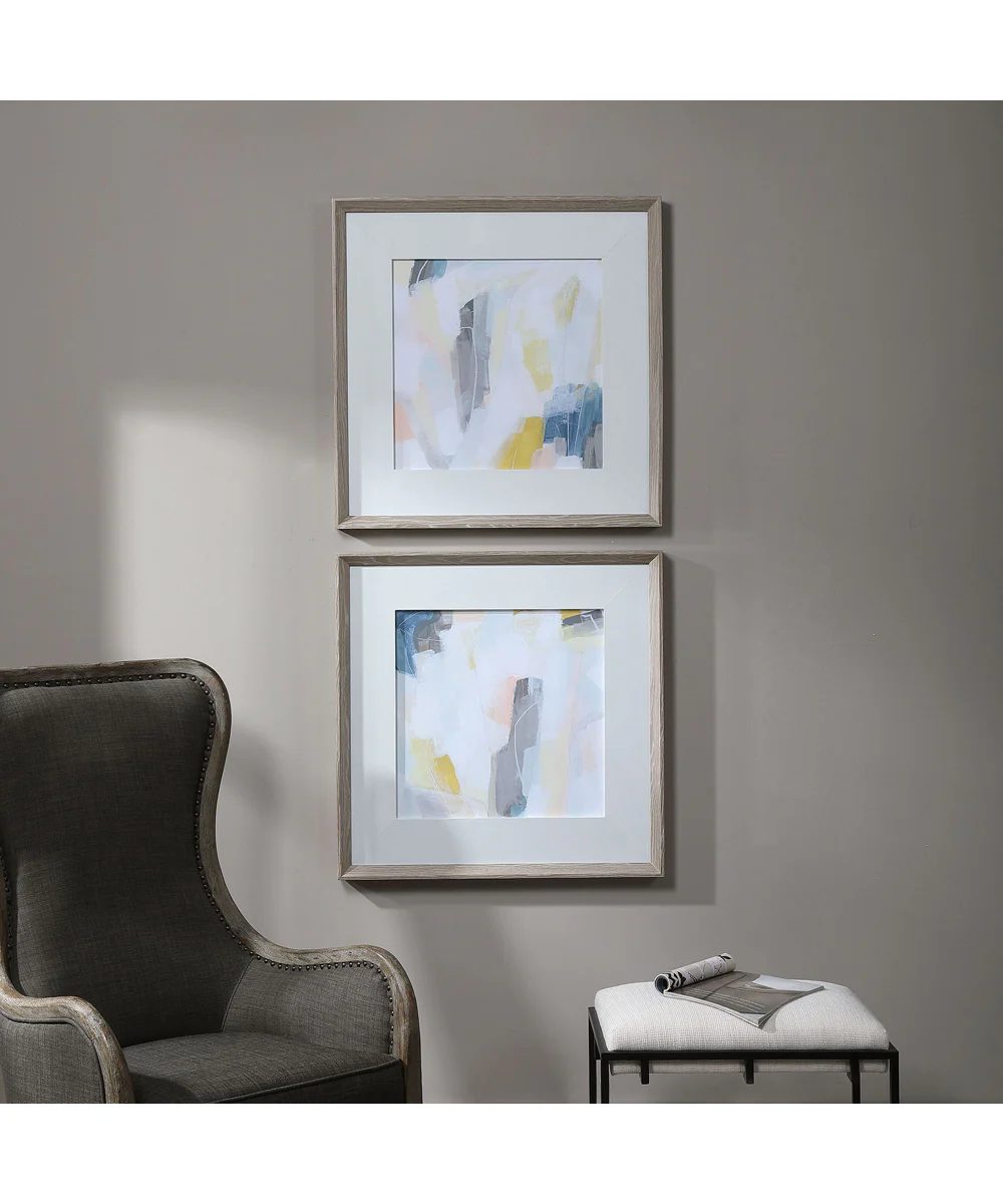 Fractal Pastel Abstract Art, Set of 2