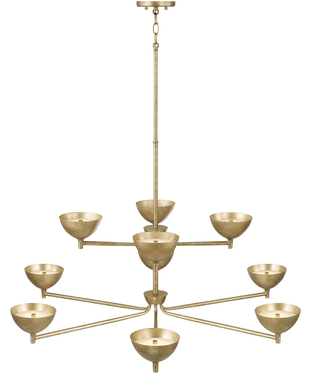 Francesca 10-Light Chandelier Feathered Gold - Image 3