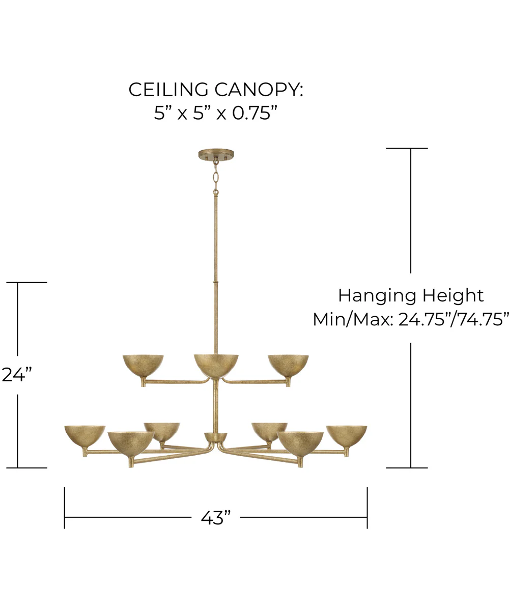 Francesca 10-Light Chandelier Feathered Gold - Image 7