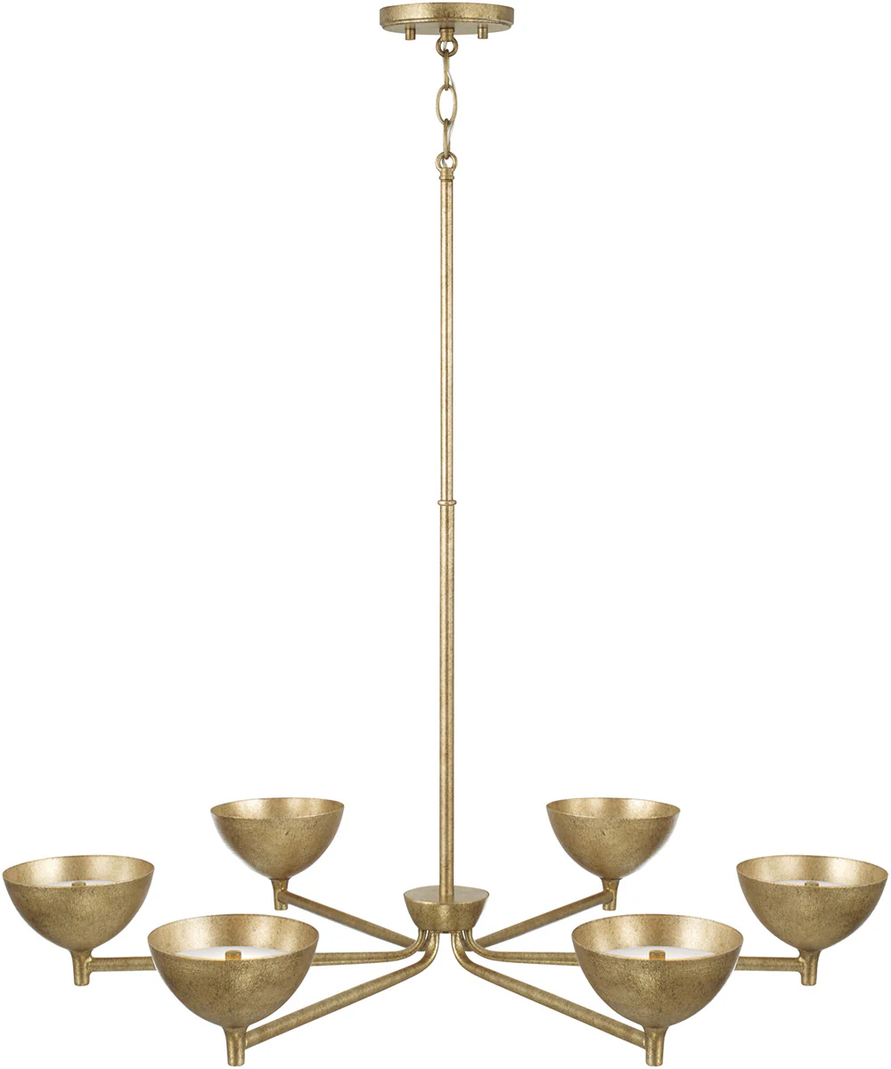 Francesca 6-Light Chandelier Feathered Gold - Image 2