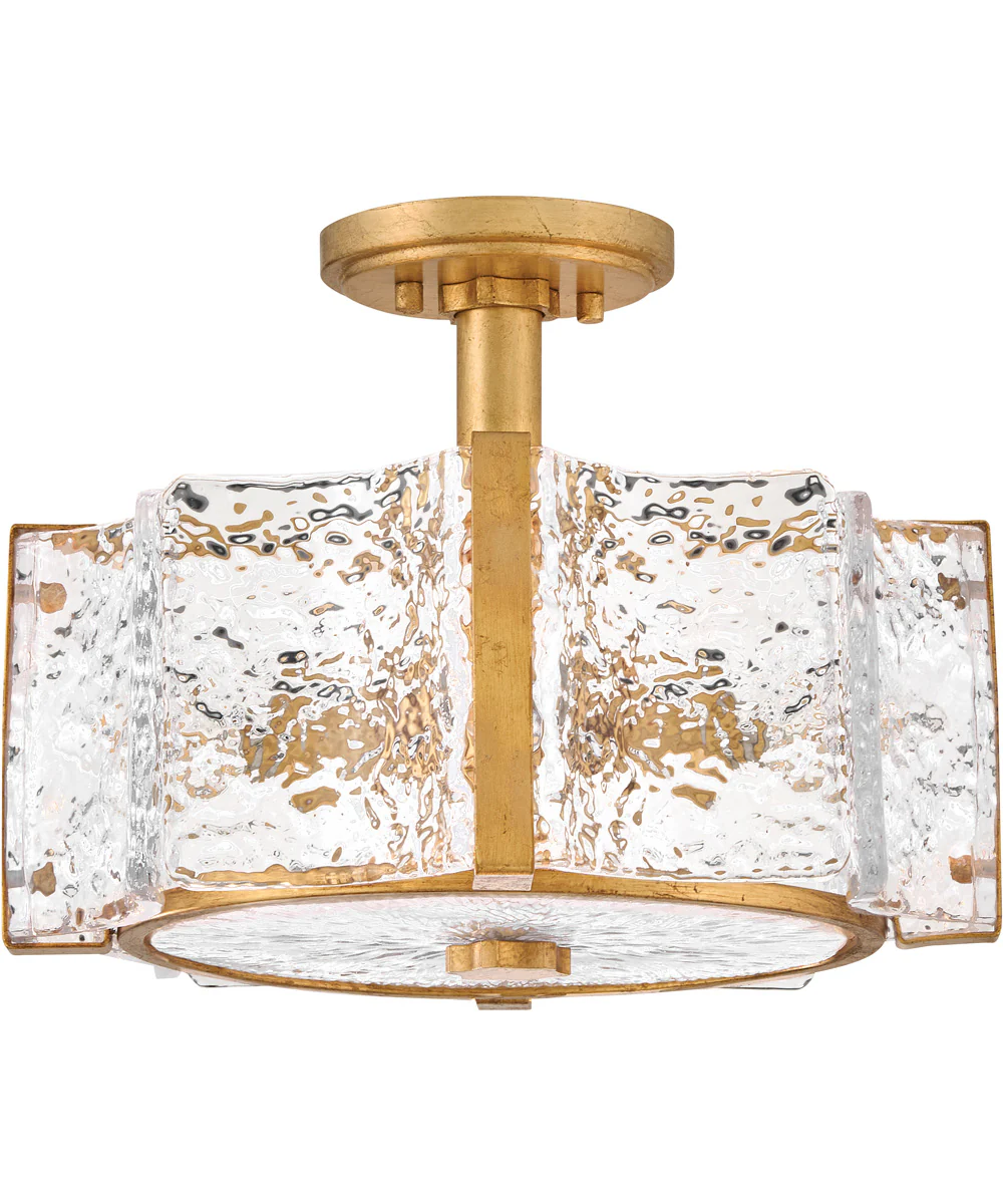 Florian 4-Light Medium Semi-Flush Mount in Distressed Brass - Image 2