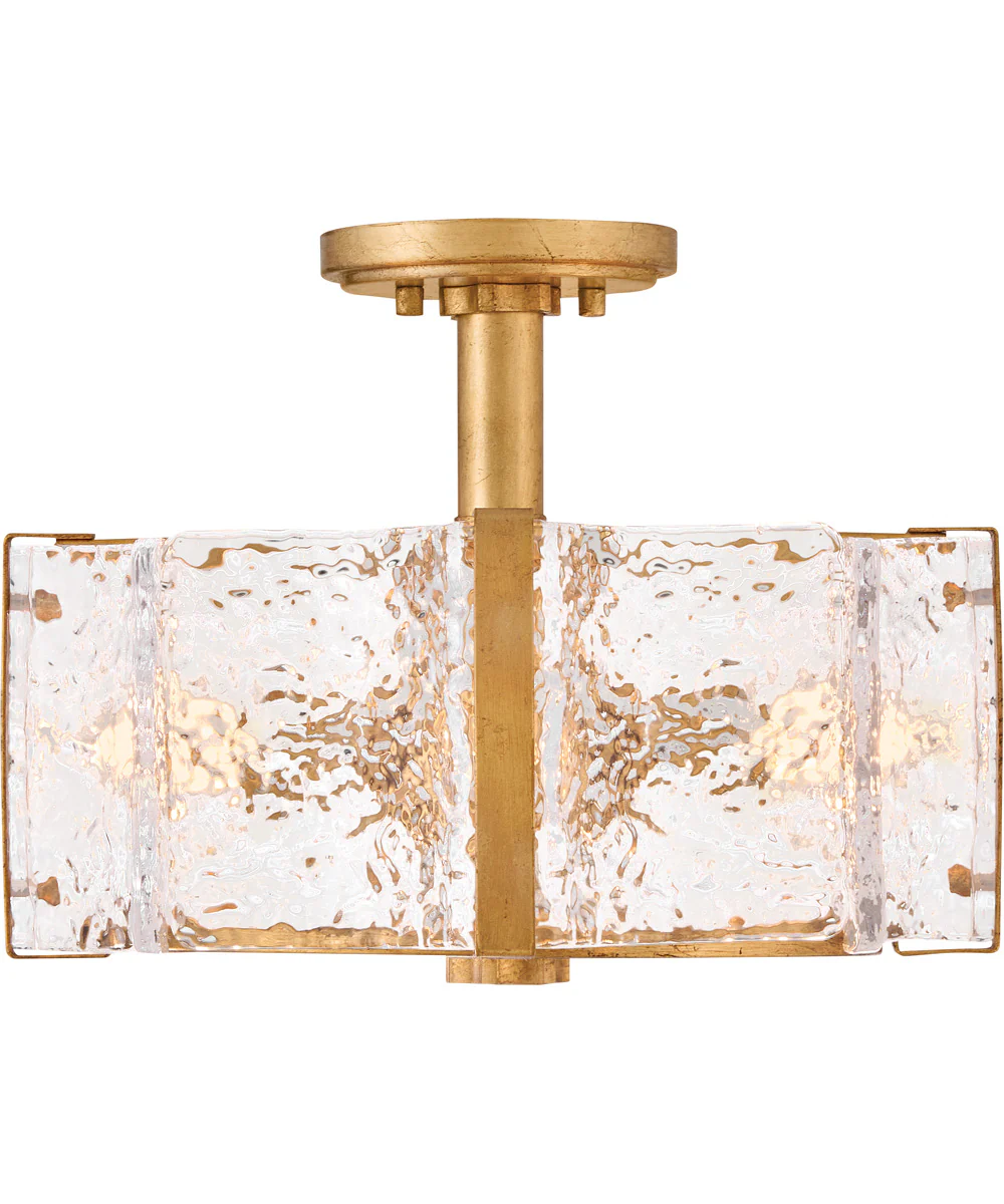 Florian 4-Light Medium Semi-Flush Mount in Distressed Brass - Image 3