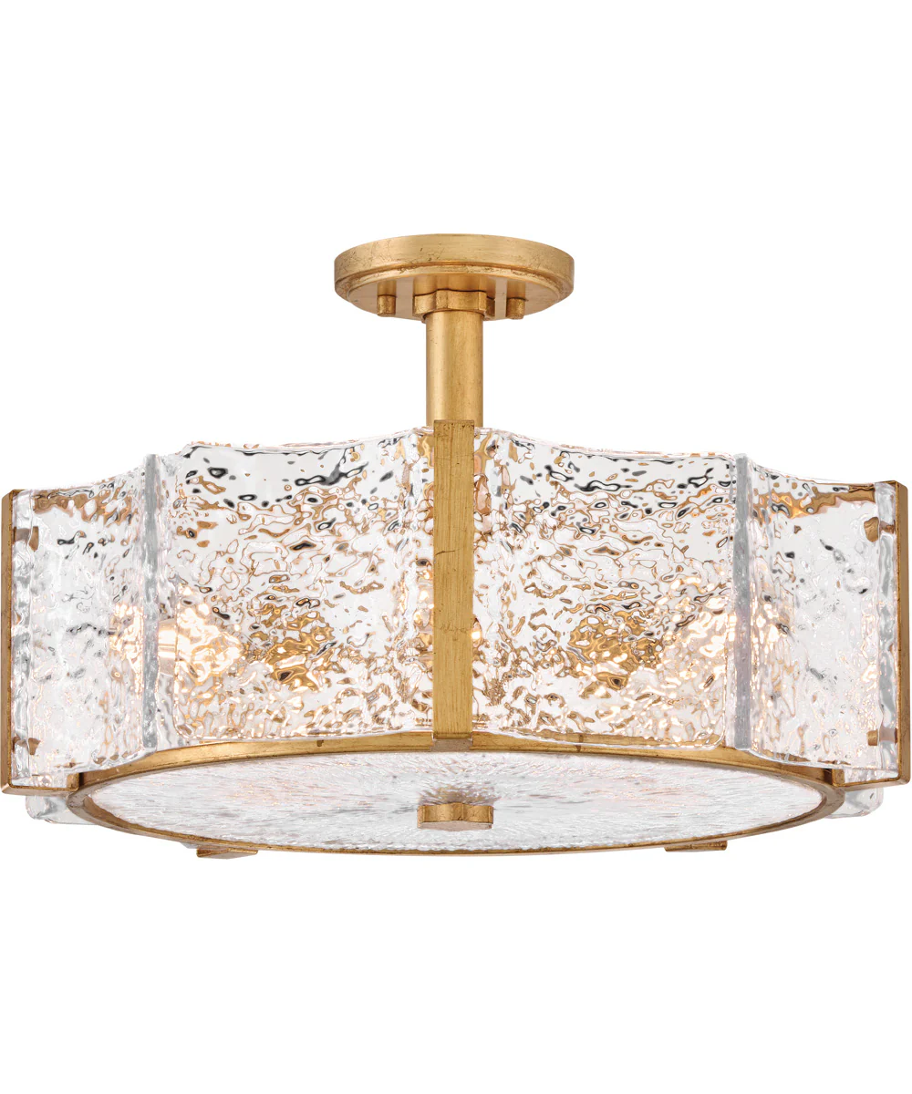 Florian 5-Light Medium Semi-Flush Mount in Distressed Brass