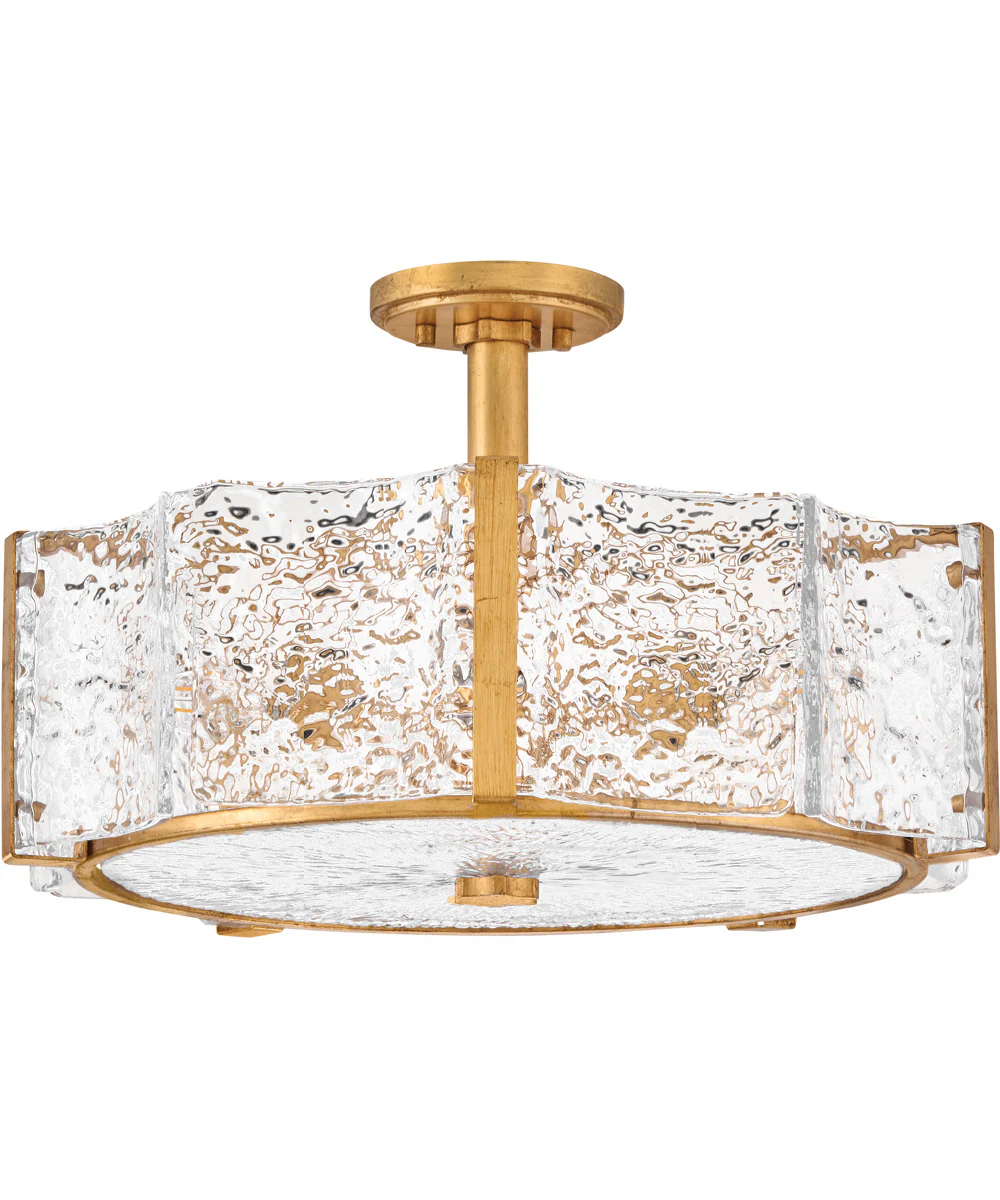 Florian 5-Light Medium Semi-Flush Mount in Distressed Brass - Image 2