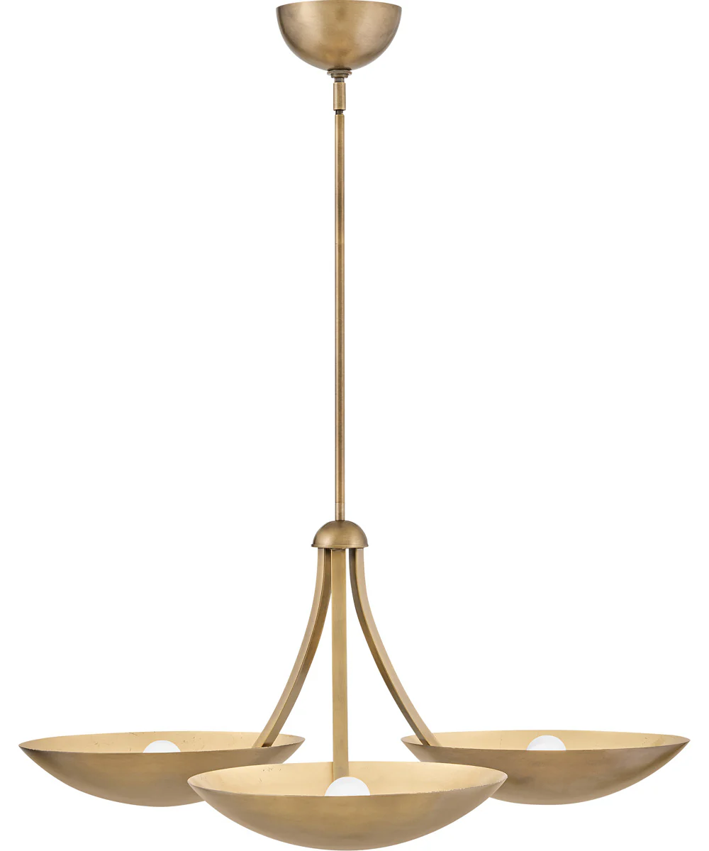 Glenn 3-Light Large Chandelier in Heritage Brass - Image 2