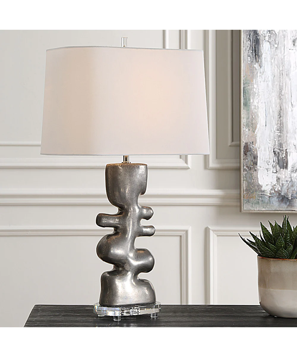 Free Flowing Nickel Table Lamp - Image 2