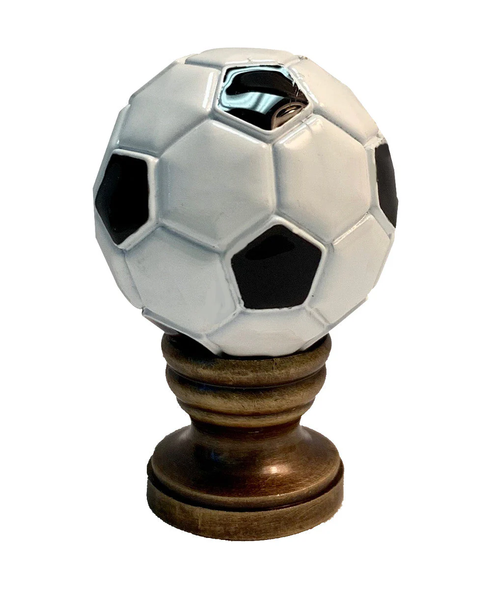FREE GIFT | Alloy Soccer Ball Lamp Finial Antiqued Brass Base 1.75"h - Image 2