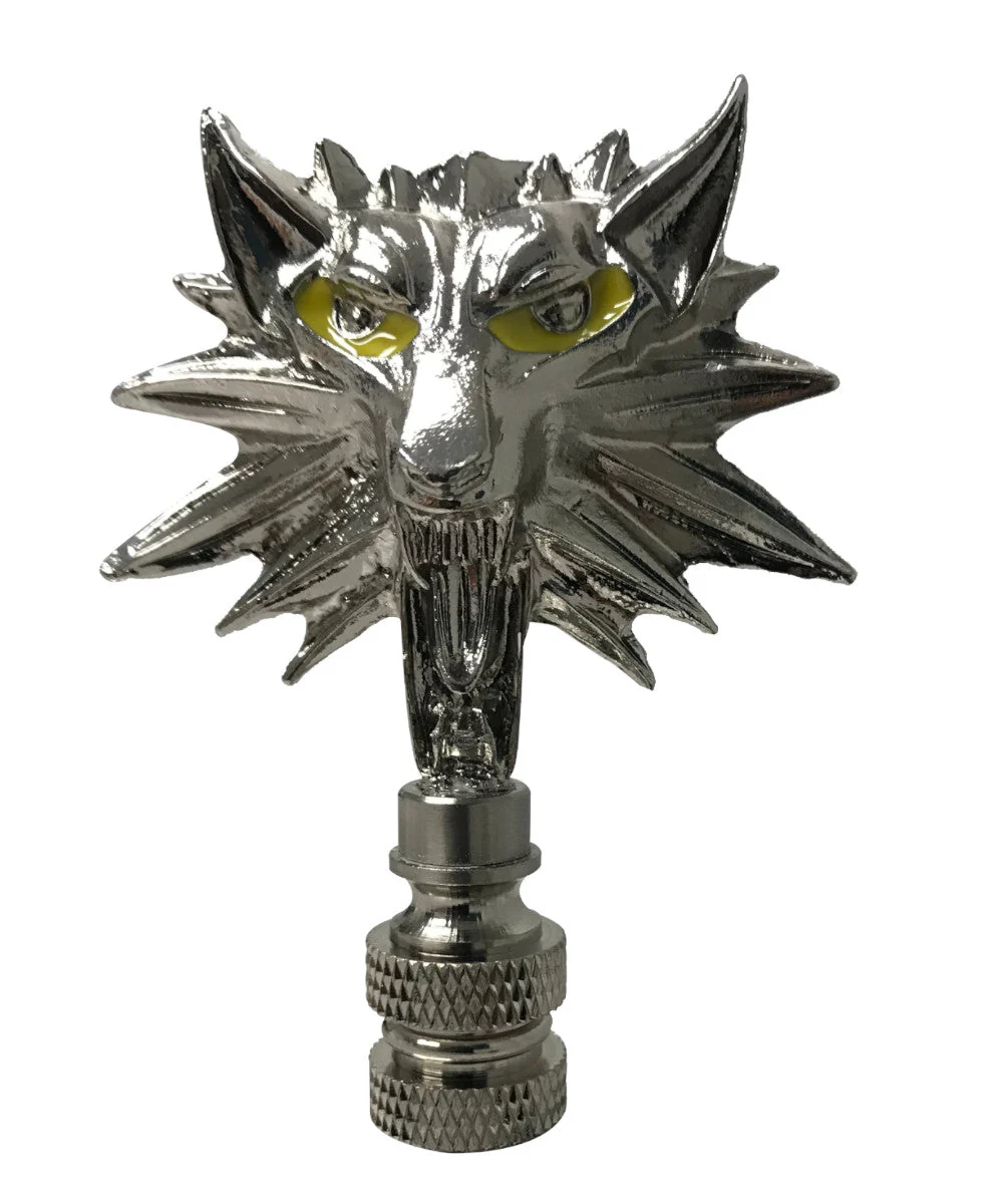 FREE GIFT | Wolf Head Lamp Finial Brushed Nickel Base 2.75"h - Image 2