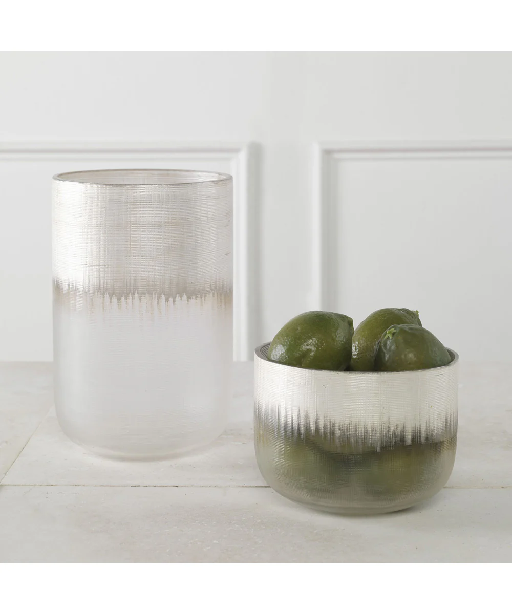 Frost Silver Drip Glass Vases, Set of 2 - Image 2