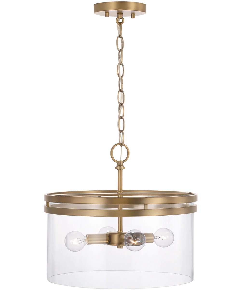 Fuller 4-Light Semi-Flush Aged Brass - Image 4