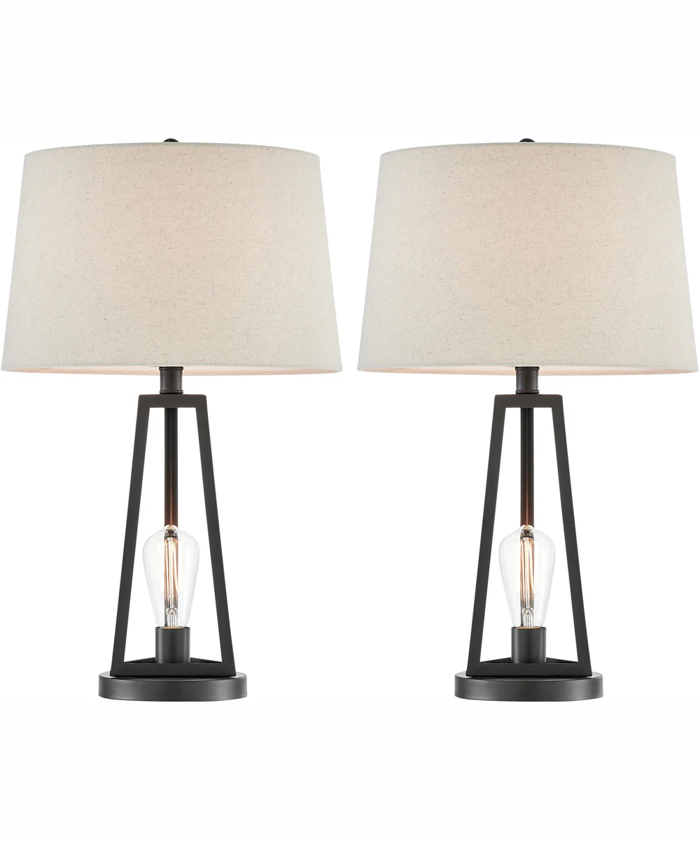 Galini 1-Light 2 Pack-Table Lamp With N.Light Black/Oatmeal Shade