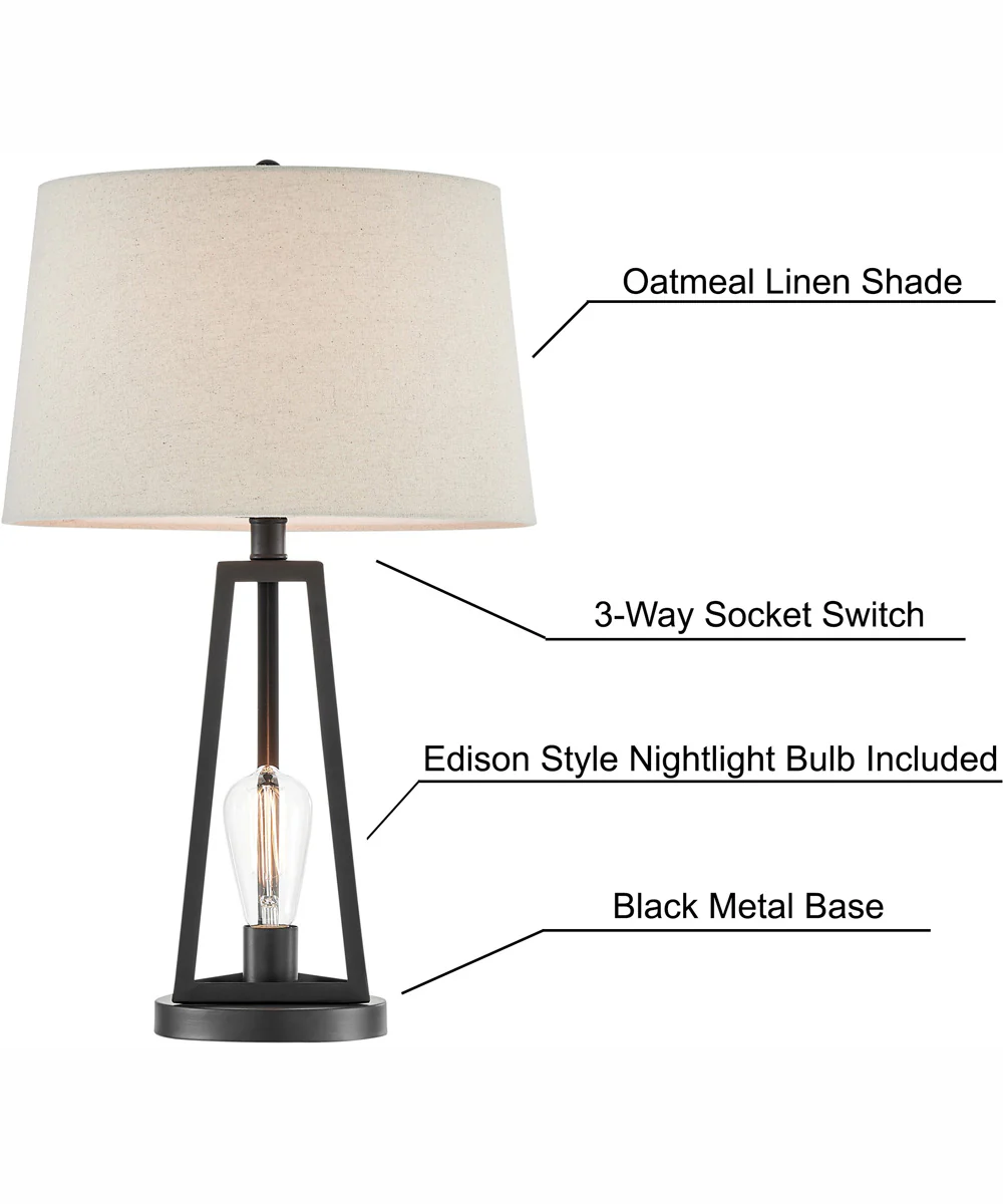 Galini 1-Light 2 Pack-Table Lamp With N.Light Black/Oatmeal Shade - Image 6