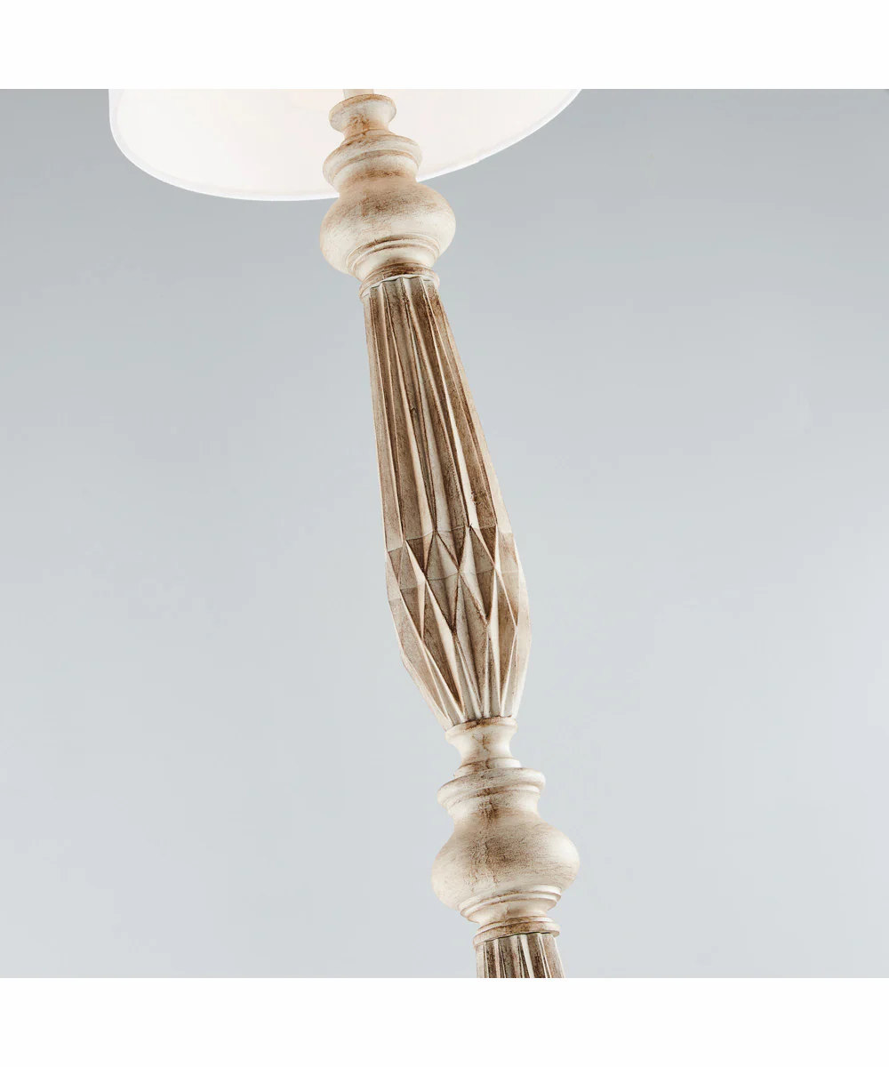 Garo 1-Light Floor Lamp Brushed Wood Finished/White Linen - Image 2