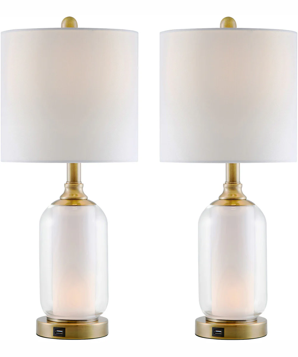 Garton 1-Light 2 Pack-Table Lamp With Nite Antique Brass/White Shade