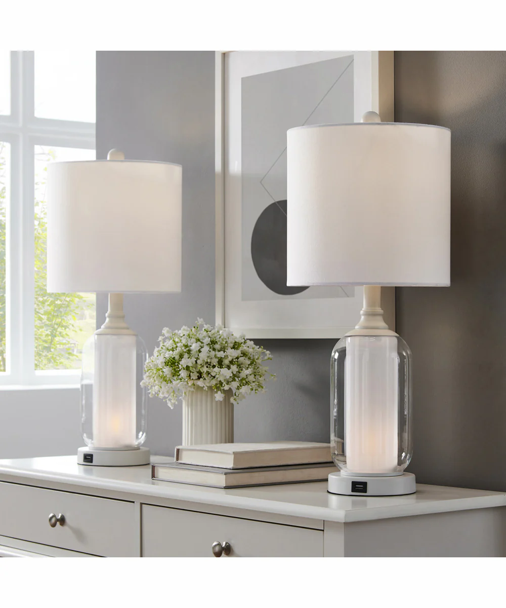 Garton 1-Light 2 Pack-Table Lamp With Nite White/White Shade - Image 3