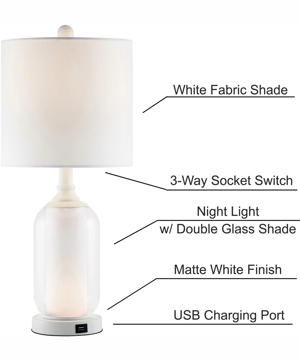 Garton 1-Light 2 Pack-Table Lamp With Nite White/White Shade - Image 6