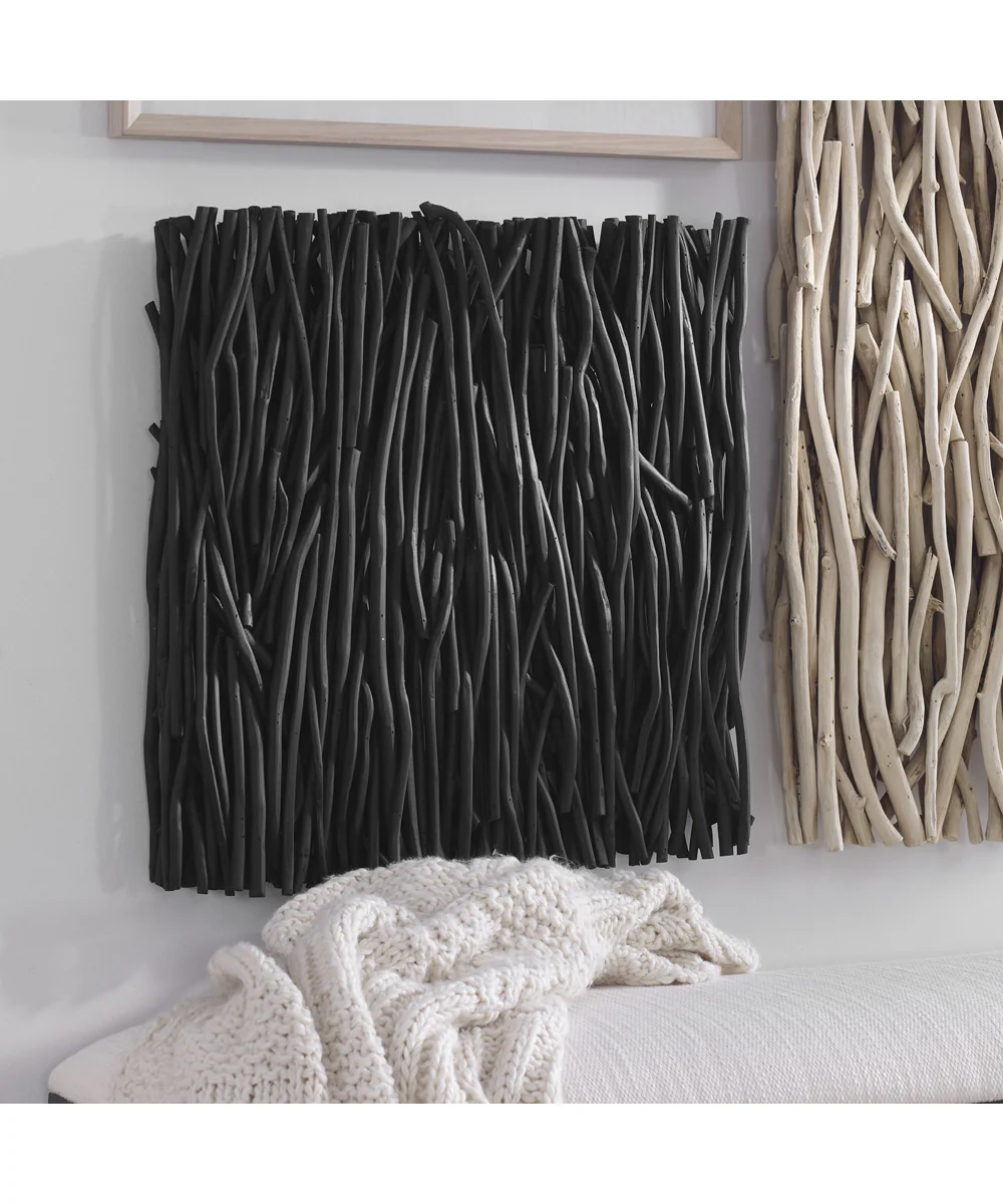 Gathered Teak Square Black Wood Wall Decor - Image 2