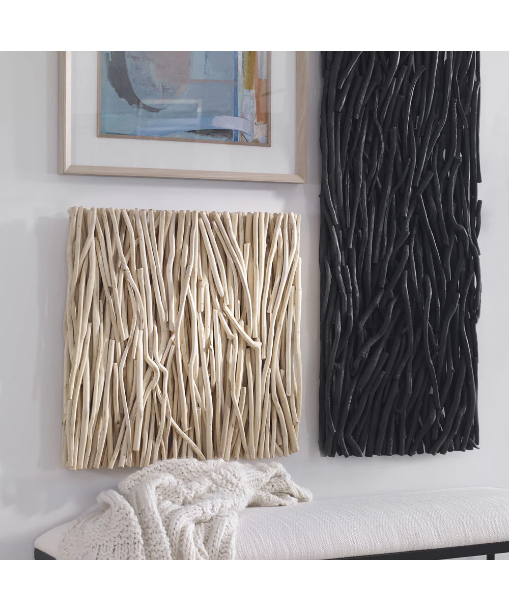 Gathered Teak Square Bleached Wood Wall Decor - Image 2