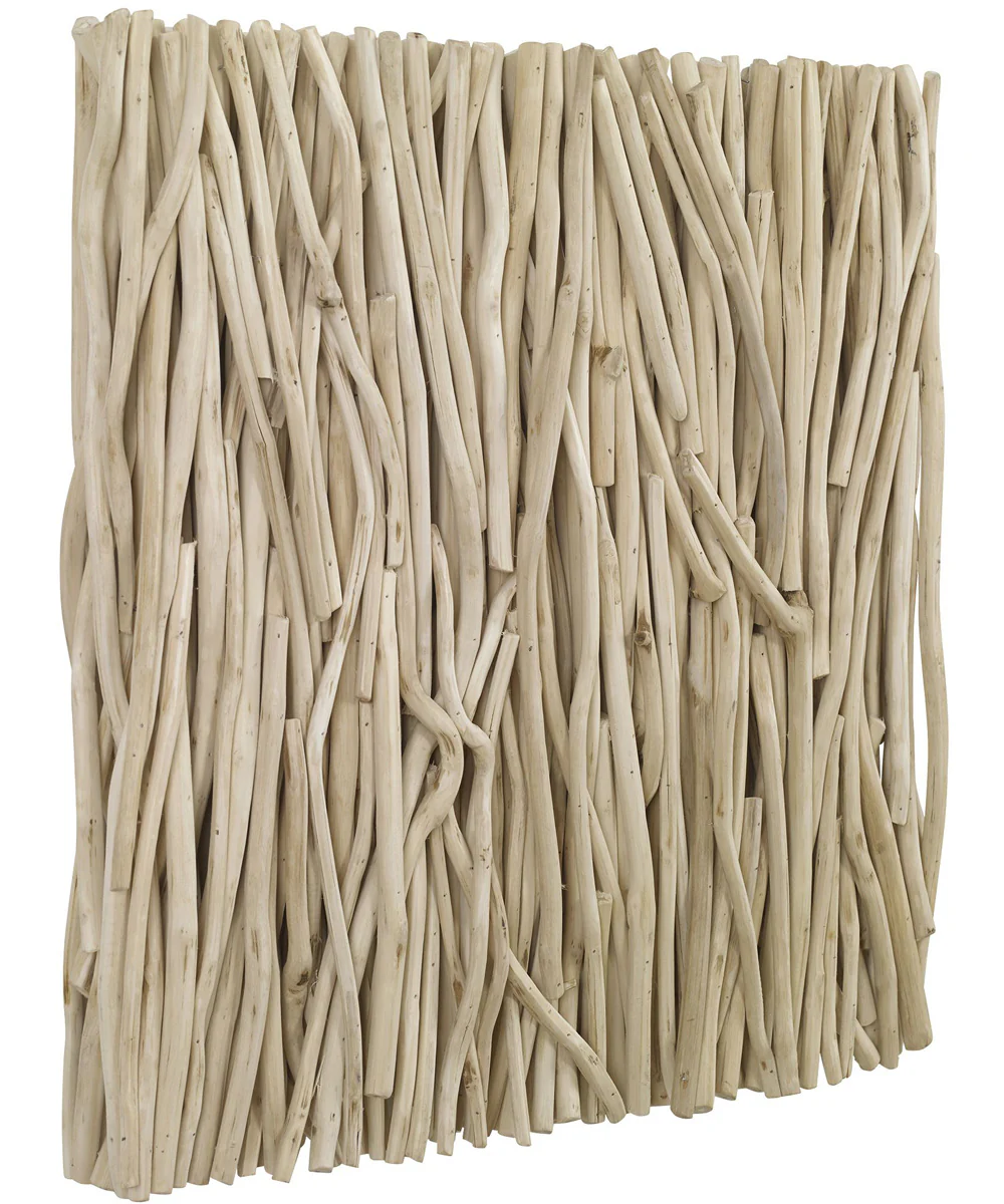 Gathered Teak Square Bleached Wood Wall Decor - Image 3