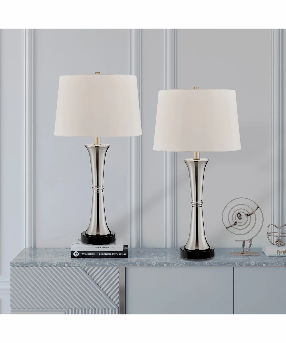 Gavino 2-Light 2 Pack-Table Lamp Brushed Nickel/Black/Fabric Shade With Usb - Image 11